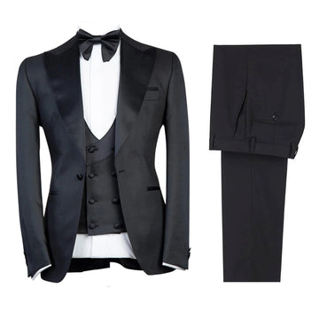 Men's Tweed One Button Suit Three Pieces Peak Lapel Tuxedos for Formal Party