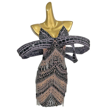 Luxury Crystals Fringe Sparkly Dress for Women Birthday Celebrate Singer Stage Performance Wear Drag Queen Outfit