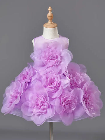 Robe de princesse de luxe pour filles, élégante, lilas, sans manches, tenue de soirée, de mariage, d'anniversaire, de bal, pour enfants