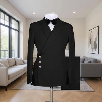 Formal Black Wedding Suits for Men 2 Pieces Single Breasted Peak Lapel Groom Tuxedo Custom Made Luxury Men's Clothing for Party