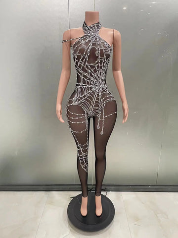 Glitter Bodysuit Women Jumpsuit Nightclub Bar Party Show Clothes Gogo Dancer Clothing Drag Queen Outfit Stage Costume