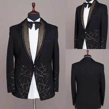 Formal Wedding Tuxedos Beading Beaded Shawl Lapel Men Suit 2 Piece Set Jacket Pants One Button Groom Business Blazers Customized