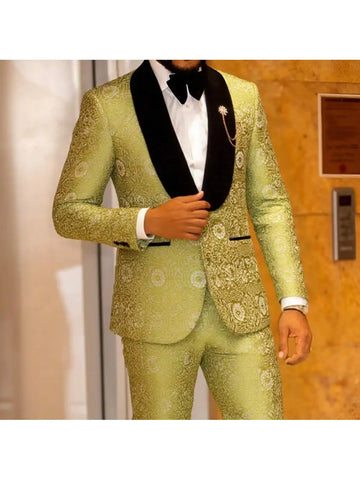 Mens Suits Tuxedo Suit Set Slim Fit 2 Piece Luxurious Party Dinner Jacket Pants