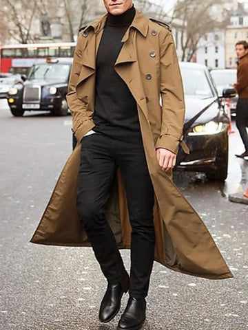 Streetwear Fashion Trench Men's Thin Coat Designer Overlong British Coats Man's Clothing with Epaulets Men's Jackets for Spring