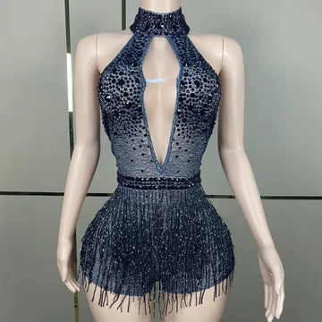 Nuevo disfraz sexy de Drag Queen con borlas huecas para baile de apertura, noche, fiesta en discoteca, cumpleaños, ocasiones especiales, festival
