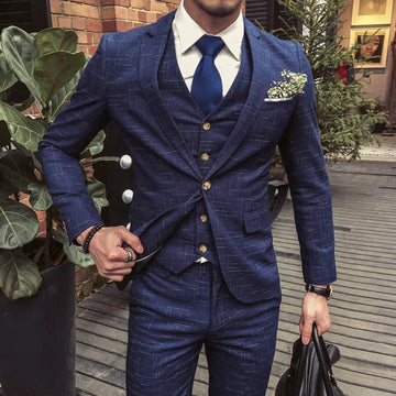 Casual Suit (Blazer+Vest+Trousers) Men's British Style Business Elegant Fashion Casual Party Gentleman Dress Three-piece Suit