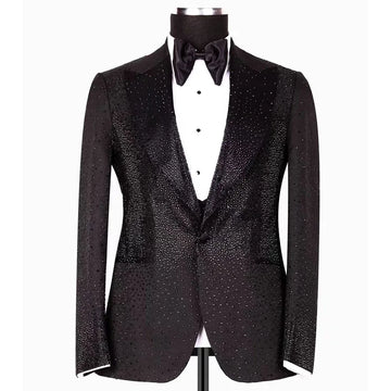 2 Piece Mens Suit Slim Fit Tailor-Made Handmade Beads Diamond Suit Jacket Pants Customized Wedding Formal Occasions Groom Tuxedo