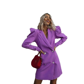 Traje de vestir morado sexy para mujer, traje de chaqueta de celebridad de talla grande, traje de dama para fiesta de graduación, boda, solo una pieza