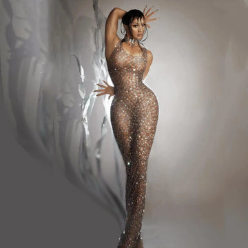 Robe de bal longue noire transparente et sexy, avec diamants brillants et cristaux perlés, robe de cocktail pour anniversaire