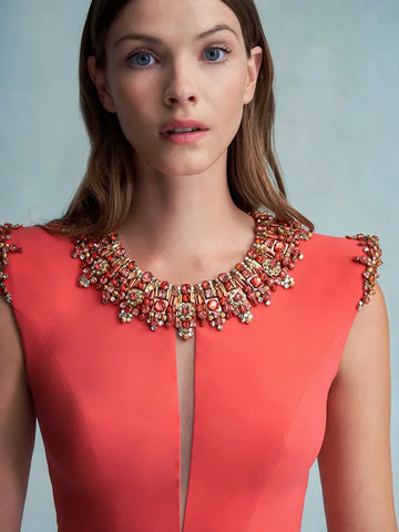 Newest Fashion Women's Colorful Diamond Beading Sleeveless Tank Dress