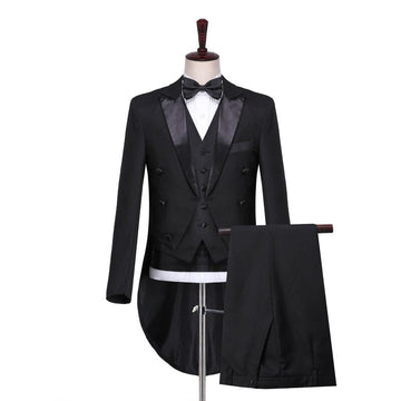 Costume classique 3 pièces pour homme, smoking de mariage noir et blanc, tenue de soirée, de bal, de chanteur, de danseur, de scène
