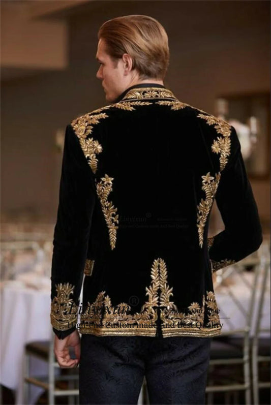 Trajes de hombre con lentejuelas brillantes, solapa chal bordada, esmoquin de boda para novio, conjuntos de 2 piezas, blazers de graduación para hombre, traje ajustado para hombre