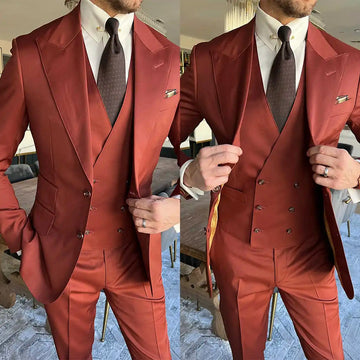 Costumes de mariage simples pour hommes, smokings à revers pointus pour marié, 3 pièces, blazer, pantalon, gilet pour fête, affaires, marié sur mesure