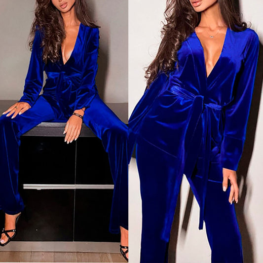 Costume pantalon bleu roi doux pour mère de la mariée, coupe ajustée, tenue de soirée pour femme, tenue d'affaires pour mariage, 2 pièces