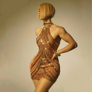 Glamorous Rhinestone Bodycon Dress for Women - Sparkly Stage Performance Gown, Perfect for Prom, Birthday Parties, and Night Out Events