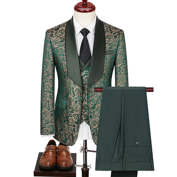 Traje de Jacquard para hombre de talla grande, vestido de novia, traje de novio, trajes de 3 piezas, ropa para hombre