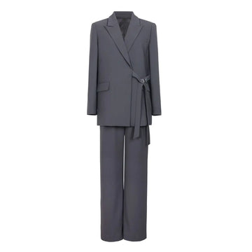 Ensemble 2 pièces pour femme avec ceinture à lacets et pantalon blazer