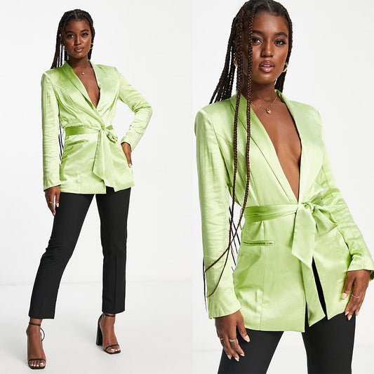 Blazer de printemps vert vif pour femme, coupe slim, pour mariage, soirée, mère de la mariée