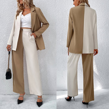 Spring Color Matching Women Pants Suit Mother of the Bride Summer Wear Evening Party Wedding Formal 2 Pieces