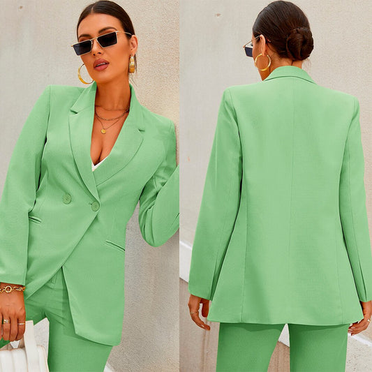 Ensemble 2 pièces pour mère de la mariée, vert d'été, tenue de mariage sexy à jambes larges et pantalon