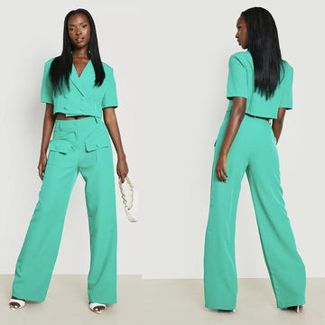 Summer Green Women Suits Sets Custom Made 2 Pcs Blazer Pants Formal Party Prom Dress