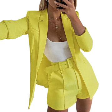 Ensemble 2 pièces jaune pour femme, veste et pantalon, tenue de soirée, de bal, de soirée, de mariage