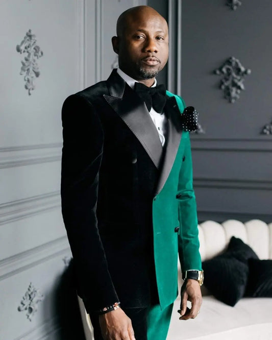 Smoking de mariage sur mesure pour homme, veste en velours à revers pointus, tenue de soirée formelle 2 pièces