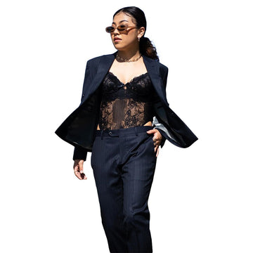 Costumes pour femmes pour mariage à rayures noires, ensemble blazer pour mère de la mariée, smoking de soirée, tenue de ville formelle 2 pièces