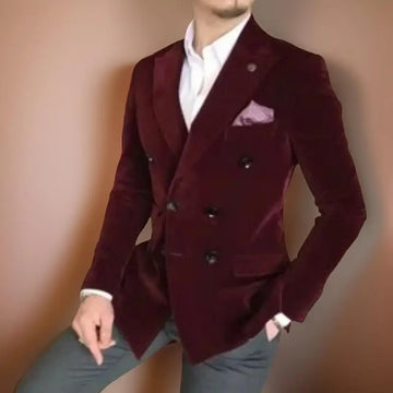 Velvet Smoking Men Suit Jacket for Men 1 Piece Slim Fit Double Breasted Wedding Groom Tuxedo Blazer Ready to Ship
