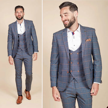 Elegante traje vintage a cuadros de tres piezas para hombre: esmoquin entallado con solapa de muesca para bodas y eventos empresariales, confección a medida.