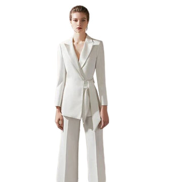 White Women Blazer Sets Tailored Lady Pants Suits Prom Formal Guest Wear For Wedding 2 Pieces