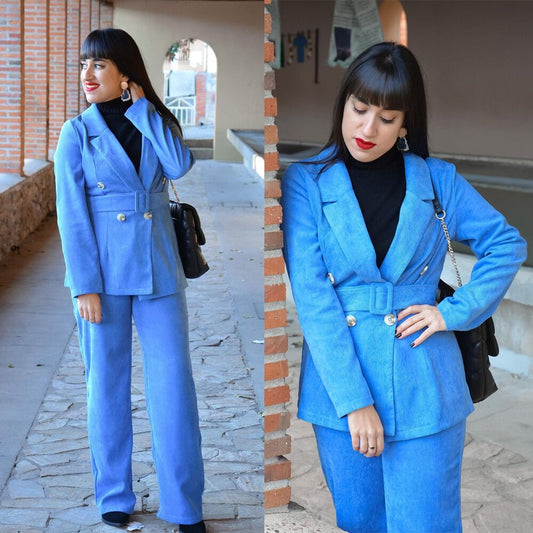 Ensemble blazer bleu pour mère de la mariée, costume d'hiver tendance pour femme, tenue de soirée, smoking, tenue de ville, 2 pièces