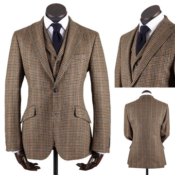 Winter Tweed Men Suits Tailored Groom Wear Tuxedos Plus Size 3 Pieces Jacket Vest Pants for Wedding Wear