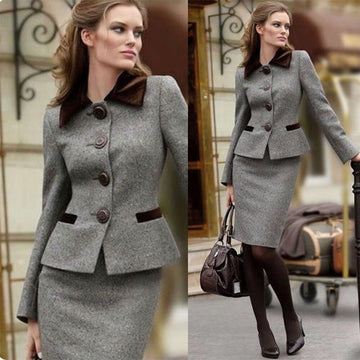 Ensemble 2 pièces pour femme, tenue d'hiver chaude en tweed, smoking pour mère de la mariée, manteau de travail, blazer, tenue de bureau