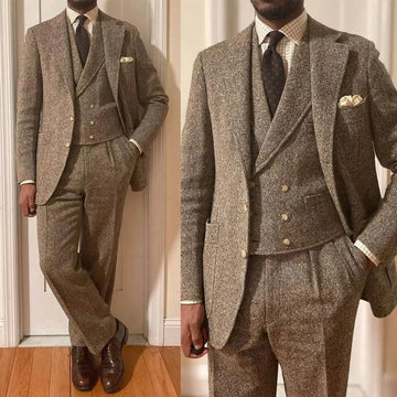 Trajes de lana para hombre, traje de negocios a medida, 3 piezas, blazer, chaleco, pantalones, formal, graduación, boda, novio, a medida, personalizado