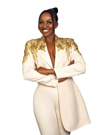 Luxury 2 Pcs Women Suit Set Blazer+Pants Golden Appliqued Bead Jacket Wedding Tuxedo Formal Office Lady Tailored Made Prom Dress