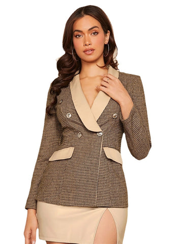 Houndstooth Women Suit Set Blazer 2 Pcs Dress Set Short Prom Dresses Formal Office Lady Jacket Coat Custom Size