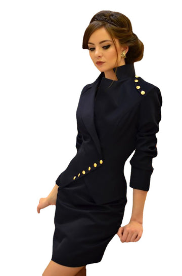 Sexy 2 Pieces Dress Suit Slim Fit Wedding Tuxedos Chic Office Lady Work Clothes