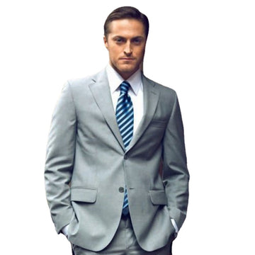 Grey 2 Piece Slim Fit Formal Men Suit Custom Groom Wedding Tuxedo 2 Piece Prom Wedding Men Suit Set