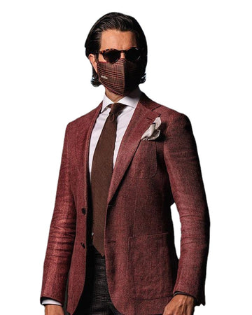 Red Tweed Suit Groom Wear Best Man Wear Tuxedos Wedding Dress Prom Dresses Business Suit Party Suit 2 Pieces (Jacket+Pants)