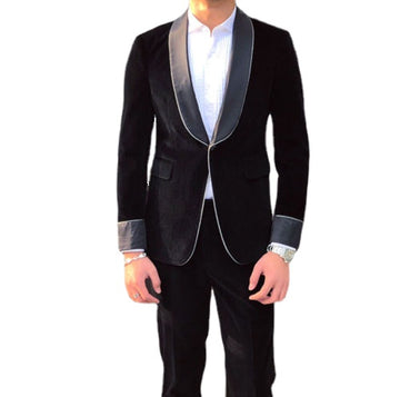 Robe de soirée noire à un bouton pour homme, tenue de soirée, de bal, de dîner, avec revers châle, veste et pantalon de mariage