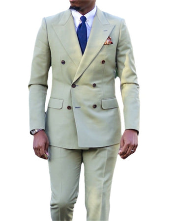Esmoquin de boda de talla grande, cruzado, con solapa de pico, para novio, para fiesta de graduación, el mejor traje de chaqueta para hombre (chaqueta + pantalón)
