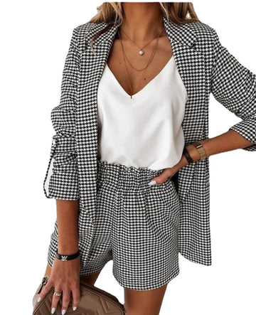 Traje clásico blanco y negro a cuadros para madre de la novia, pantalones cortos, esmoquin para fiesta de noche, ropa formal de trabajo para boda