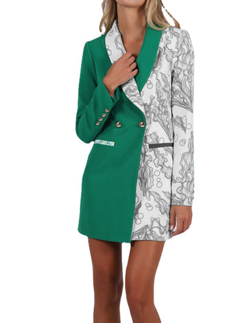 Green Women Blazer Short Work Wear For Ladies Loose Fit Business Tuxedos Guest Wedding Prom Party
