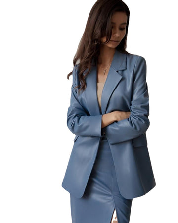 Ensemble 2 pièces en cuir pour femme, tenue de travail, taille haute, smoking pour mère de la mariée, soirée, mariage