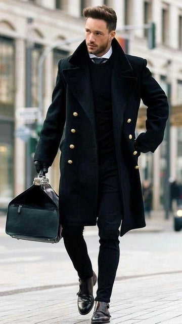 Abrigo de terciopelo para hombre, gabardina larga vintage para hombre, chaqueta nueva para hombre, abrigo azul de negocios, informal, largo, liso, cortavientos, ropa de invierno.