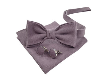 Dusty Purple Bow Tie / Dusty Purple Cufflinks / Dusty Purple Pocket Square / Dusty Purple Suspenders / Linen BowTie/ Dusty Purple Braces