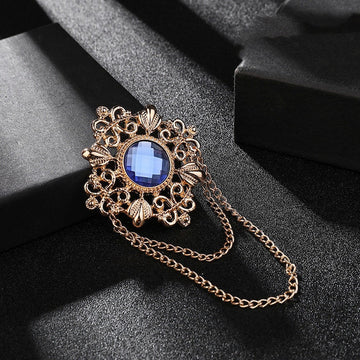 British Style Retro Court Style Gemstone Brooch Pin for Men's Suit