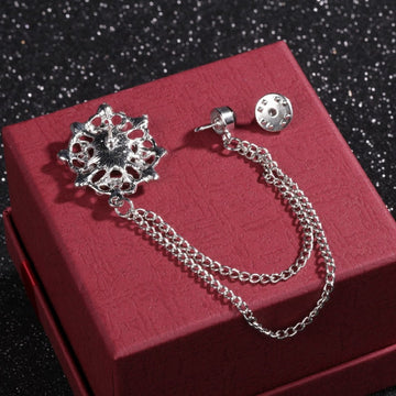 Chain Brooches Suit Jewelry Vintage Crystal Fashion Rhinestone Men Classic Decoration Banquet Brooch Badges Pin Corsage