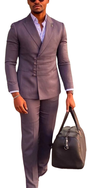 Trajes de hombre con solapa de pico y botones especiales, esmoquin de boda para hombre, 2 piezas, para fiesta, novio, graduación, blazer ajustado para hombre